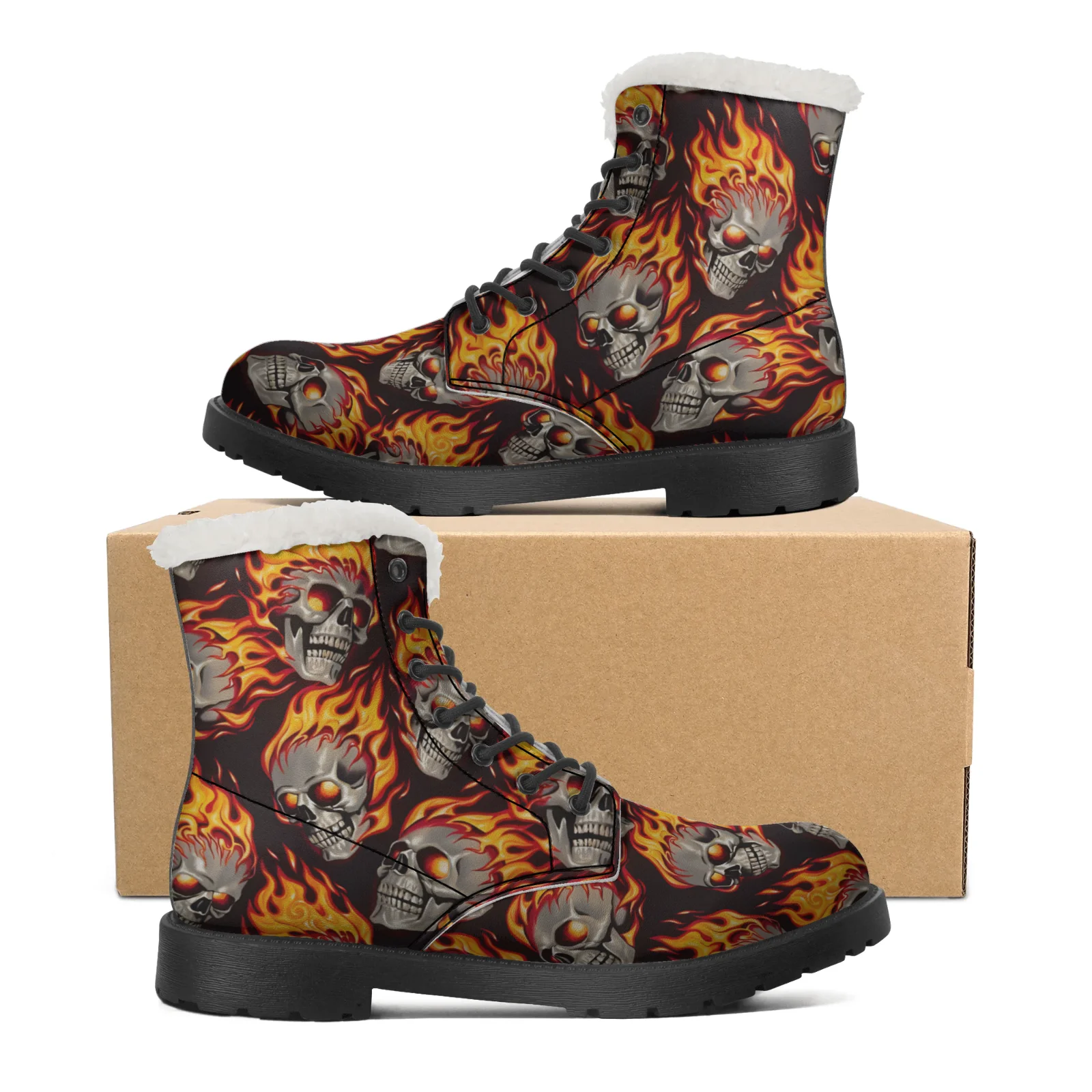 Men Shoes Eu To Us - Сапоги для снега с узором «Огненный