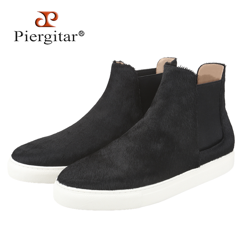 Men'S Shoes Black And White - Piergitar, зимние стили, черные мужские туфли