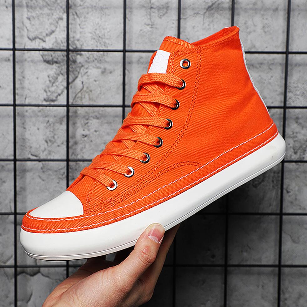 Men'S Shoes Black And White - Мужские высокие кеды из канваса, повседневные