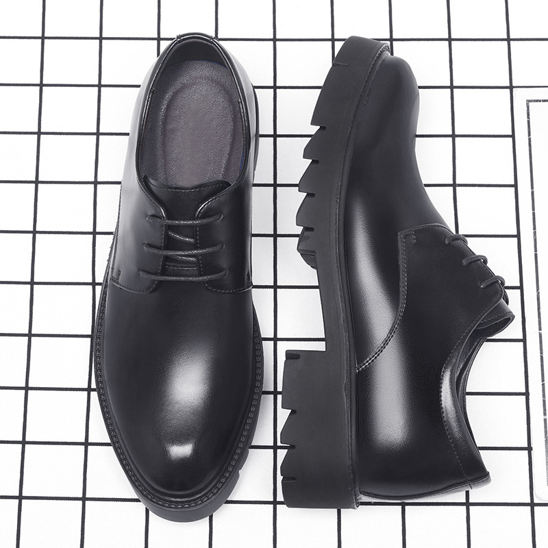 Men Shoes Official - Мужские черные кожаные туфли на шнуровке